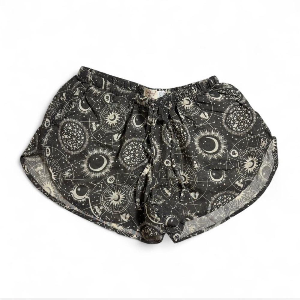 Lakhays Green Celestial Vintage Shorts Natural Feel Lightweight Linen Inspo M/L - Picture 4 of 6